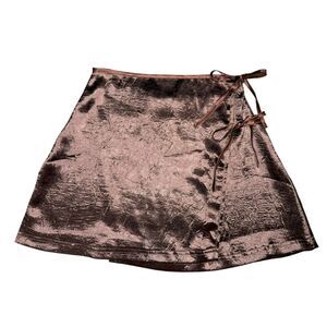 Urban Outfitters Women’s Small Brown Satin Wrap Mini Skirt